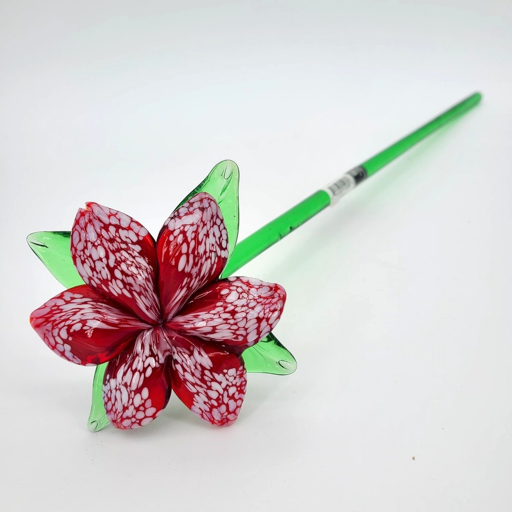 Mikasa Long Stem Glass Crystal Flower Red Poinsettia SFG01/504 20" NEW READ (B)